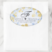 Sticker Ovale Élégant 18ème anniversaire de Mariage de porcelain (Sac)