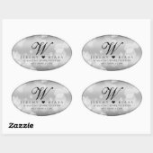 Sticker Ovale Élégant 25e anniversaire de Mariage d'argent (Feuille)