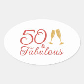 Sticker Ovale Elégant 50 & Fabuleux Pink and Gold 50e anniversai (Devant)
