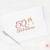 Sticker Ovale Elégant 50 & Fabuleux Pink and Gold 50e anniversai (Enveloppe)