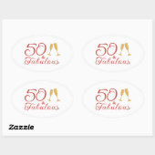 Sticker Ovale Elégant 50 & Fabuleux Pink and Gold 50e anniversai (Feuille)