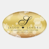 Sticker Ovale Élégant 50e anniversaire de Mariage d'or (Devant)