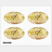 Sticker Ovale Élégant 50e anniversaire de Mariage d'or (Feuille)