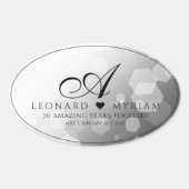 Sticker Ovale Élégant 70e anniversaire de Mariage Platinum (Devant)