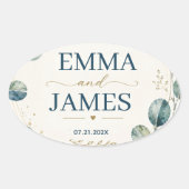 Sticker Ovale Elegant Blue Eucalyptus Watercolor (Devant)