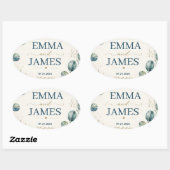 Sticker Ovale Elegant Blue Eucalyptus Watercolor (Feuille)