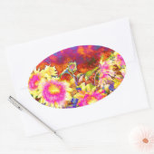 Sticker Ovale Elégant boho retro aquarelle de tournesol champs (Enveloppe)