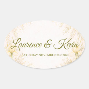 Sticker Ovale Elegant Botanical Wedding
