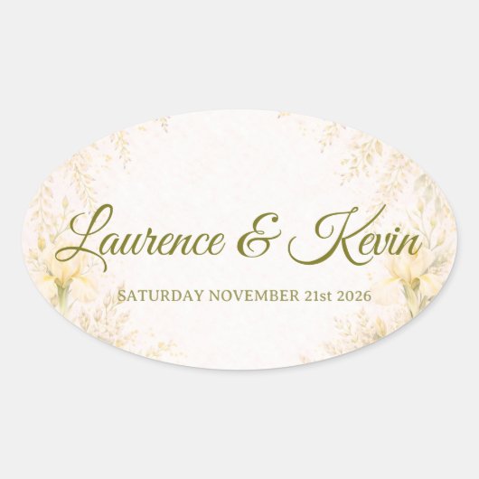 Sticker Ovale Elegant Botanical Wedding (Devant)