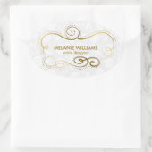 Sticker Ovale Elégant cadre Tourbillonnant aux tons or (Sac)