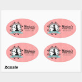 Sticker Ovale Elégant Cupcake Silhouette Boulangerie Cachet (Feuille)