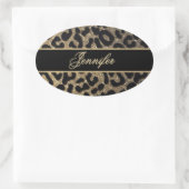 Sticker Ovale Elégant Empreinte de léopard or et bleu (Sac)