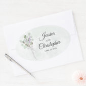 Sticker Ovale Elégant Eucalyptus & Lavender Bouquet Mariage (Enveloppe)