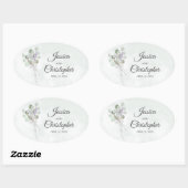 Sticker Ovale Elégant Eucalyptus & Lavender Bouquet Mariage (Feuille)