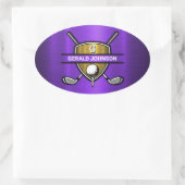 Sticker Ovale Elégant Gold Shield Golf Monogramme Design (Sac)