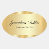 Sticker Ovale Elegant Hand Script Glamorous Template Gold (Devant)