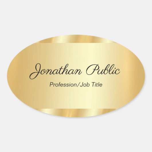 Sticker Ovale Elegant Hand Script Glamorous Template Gold (Devant)