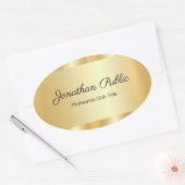 Sticker Ovale Elegant Hand Script Glamorous Template Gold (Enveloppe)