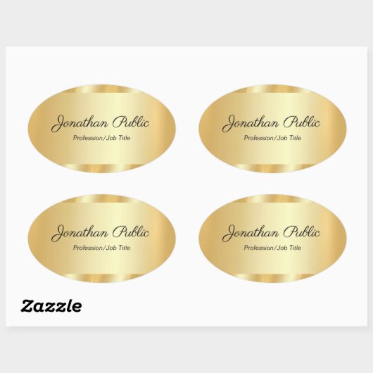Sticker Ovale Elegant Hand Script Glamorous Template Gold (Feuille)