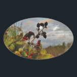 Sticker Ovale Elegant Holly Christmas,<br><div class="desc">Elégant Noël Holly,  ciel bleu Photo de Sandy Closs Noël Saint Noël,  baies,  "baies saintes""baies sèches""élégantes fêtes de Noël""fleurs de Noël""fleurs de Noël""fleurs de Noël"bleu vert blanc</div>
