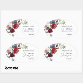 Sticker Ovale Élégant lavis floral mariage (Feuille)