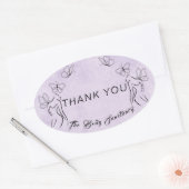 Sticker Ovale Élégant logo violet femme Soins du corps Merci (Enveloppe)