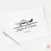 Sticker Ovale Élégant Mariage de cheval et de buggy (Enveloppe)