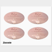 Sticker Ovale Élégant Mariage de Merci de cygne rose (Feuille)