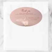 Sticker Ovale Élégant Mariage de Merci de cygne rose (Sac)