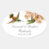 Sticker Ovale Elégant Mariage Vert Colibri rose pâle (Devant)