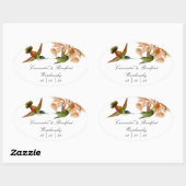 Sticker Ovale Elégant Mariage Vert Colibri rose pâle (Feuille)