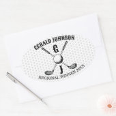 Sticker Ovale Élégant Minimaliste Monogramme de Golf... (Enveloppe)