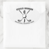 Sticker Ovale Élégant Minimaliste Monogramme de Golf... (Sac)