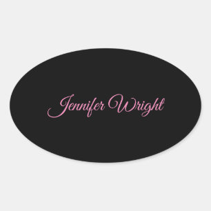 Sticker Ovale Élégant minimaliste unique moderne rose noir clair