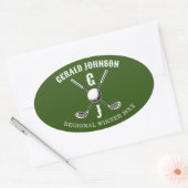 Sticker Ovale Élégant Monogr Golf... (Enveloppe)