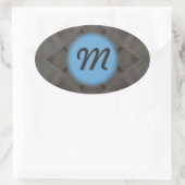 Sticker Ovale Élégant monogramme bleu gris (Sac)