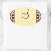 Sticker Ovale Élégant monogramme personnel en Brown (Sac)