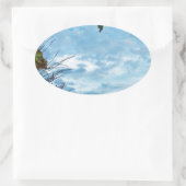 Sticker Ovale Élégant Noël Holly, ciel bleu (Sac)