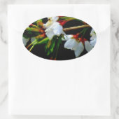 Sticker Ovale Élégant noir blanc fleuri blanc Blossom (Sac)