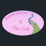 Sticker Ovale Élégant Peacock Fête des mariées Produits cuits<br><div class="desc">Élégant Fête des mariées Peacock Marchandises cuites #élégant #paciock #Bridalshower #bakedproducts #sticker #mariage #pin #blue</div>