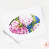 Sticker Ovale Elégant rose blanc classique aquarelle floral (Enveloppe)