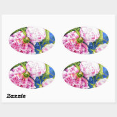 Sticker Ovale Elégant rose blanc classique aquarelle floral (Feuille)