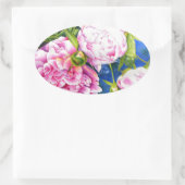 Sticker Ovale Elégant rose blanc classique aquarelle floral (Sac)