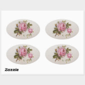 Sticker Ovale Élégant rose fille Vintage mignonne Rose (Feuille)