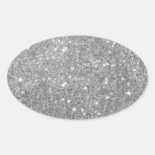 Sticker Ovale Elegant Silver Glitter
