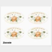 Sticker Ovale Elegant Watercolor Pumpkins et Bees Thank You (Feuille)