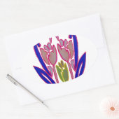 Sticker Ovale Elégante aquarelle Rose Imprimer (Enveloppe)