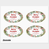 Sticker Ovale Élégante couronne de Noël (Feuille)