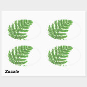 Sticker Ovale Élégante fougères vertes feuilles de bois (Feuille)