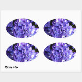 Sticker Ovale Elégante hydrangée violette fleurie bleu pourpre (Feuille)
